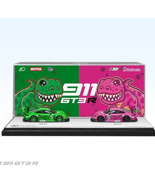 STAR RACE-Porsche 911 (992) GT3 Tyrannosaurus Green & Pink Twin Car Package***Limit 1 per customer-Limite 1 par client***
