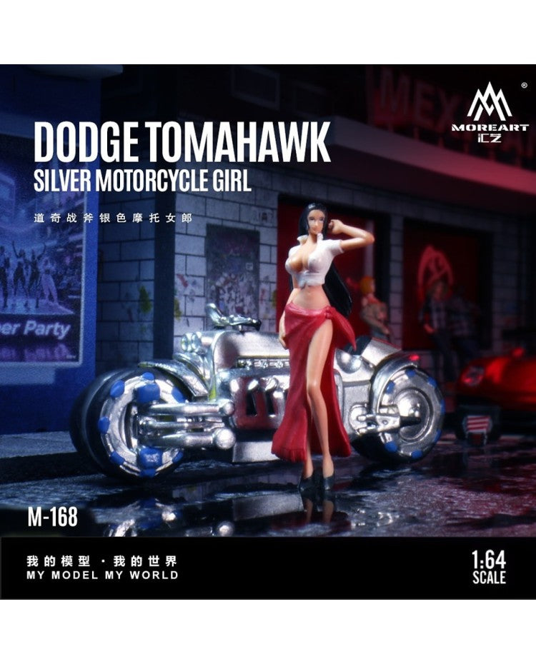 MoreArt 1/64 - Dodge tomahawk silver motorcycle girl MO222168