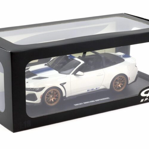 GT Spirit 1:18 Shelby Mustang Super Snake 2025 – Blanc Oxford / Bandes bleues – GT572