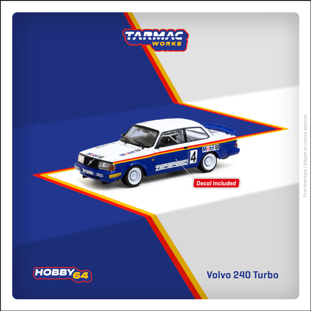 (PRE-ORDER 2025) Tarmac Works 1:64, Volvo 240 Turbo Malaysian Group A Championships 1987 Winner Per-Gunnar Andersson