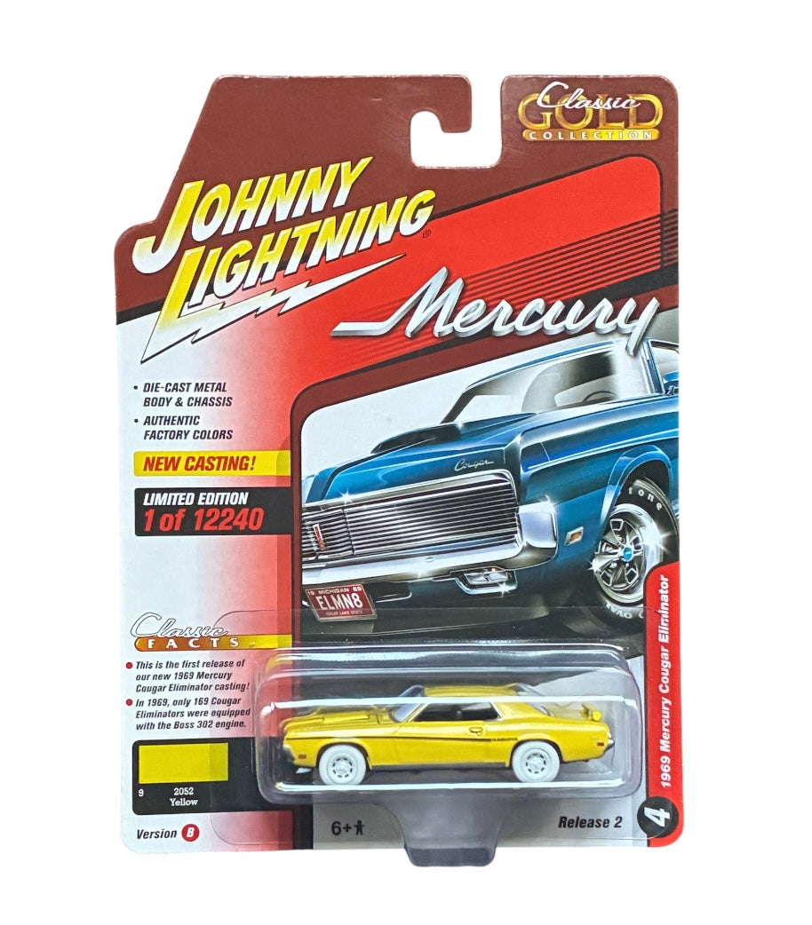 CHASE CAR – Johnny Lightning – 1969 Mercury Cougar Eliminator – Classic Gold Release 2 Version B – 1:64 – JLCG029-2B-4-CHASE