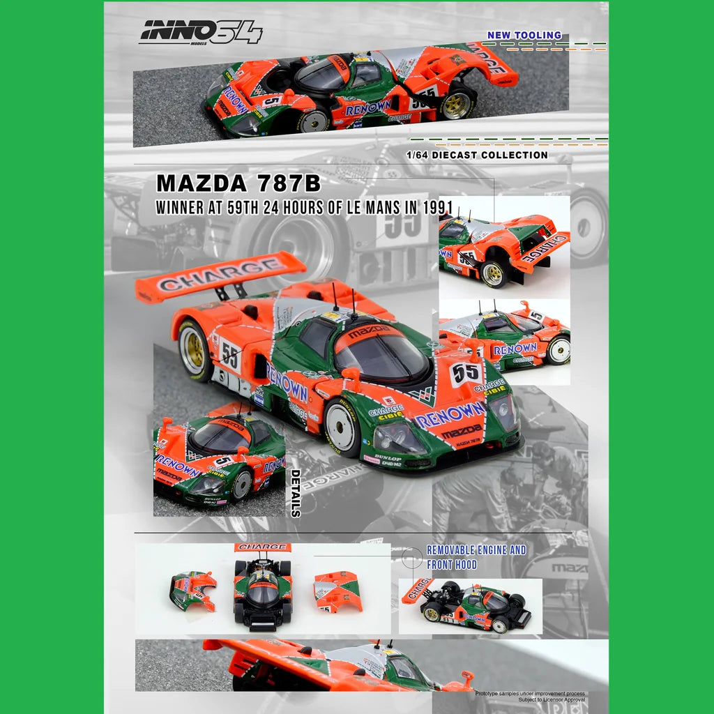 INNO64 1/64 - Mazda 787B Winner At 24 Hours Le Mans 1991 - IN64-787B-LM91W