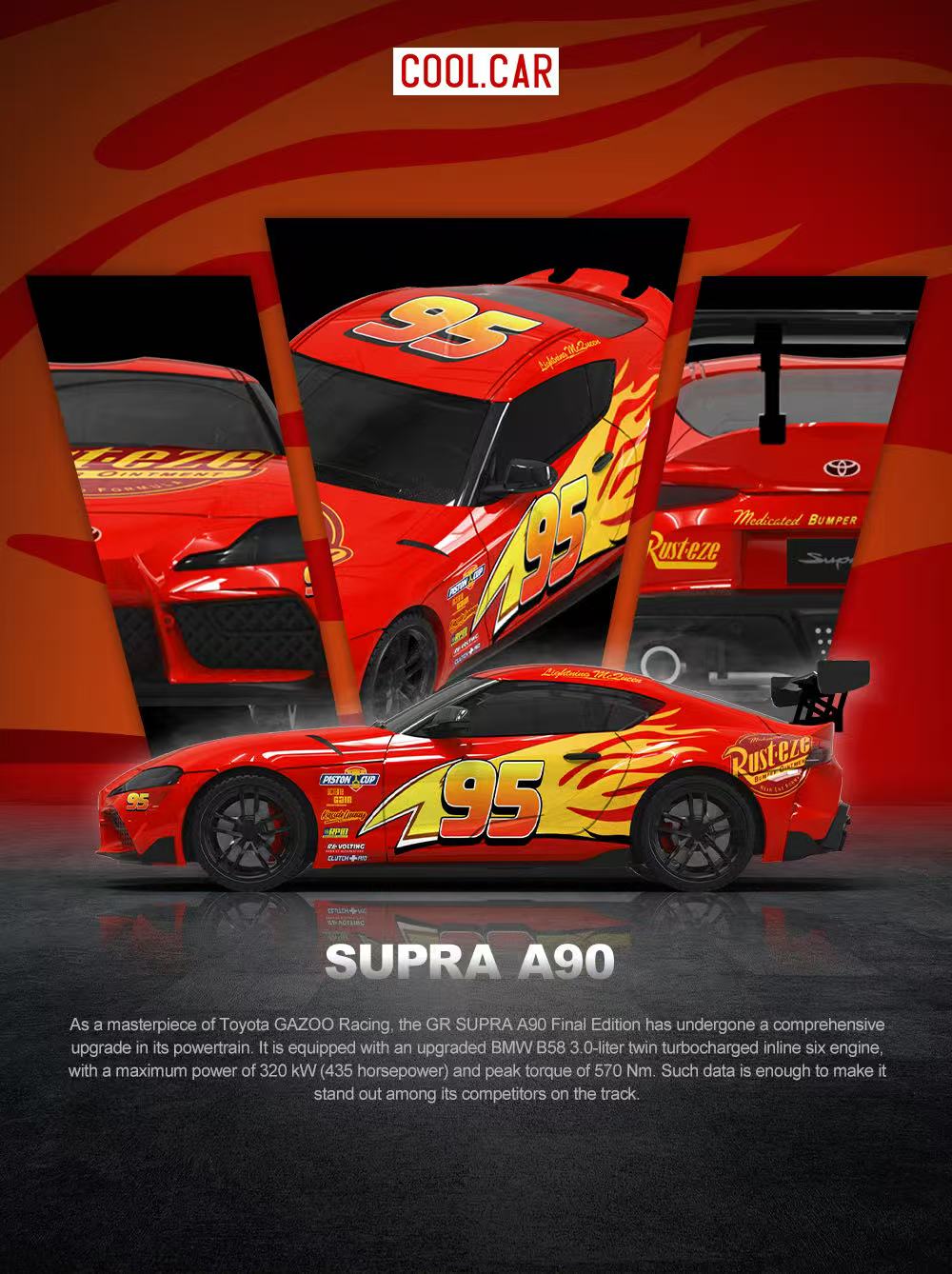 CoolCar 1:64- Toyota Supra A90- Lightning McQueen CC647416