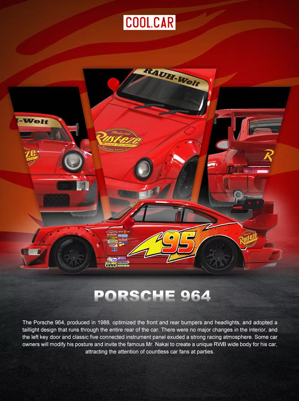 CoolCar 1:64- Porsche 964- Lightning McQueen CC640883