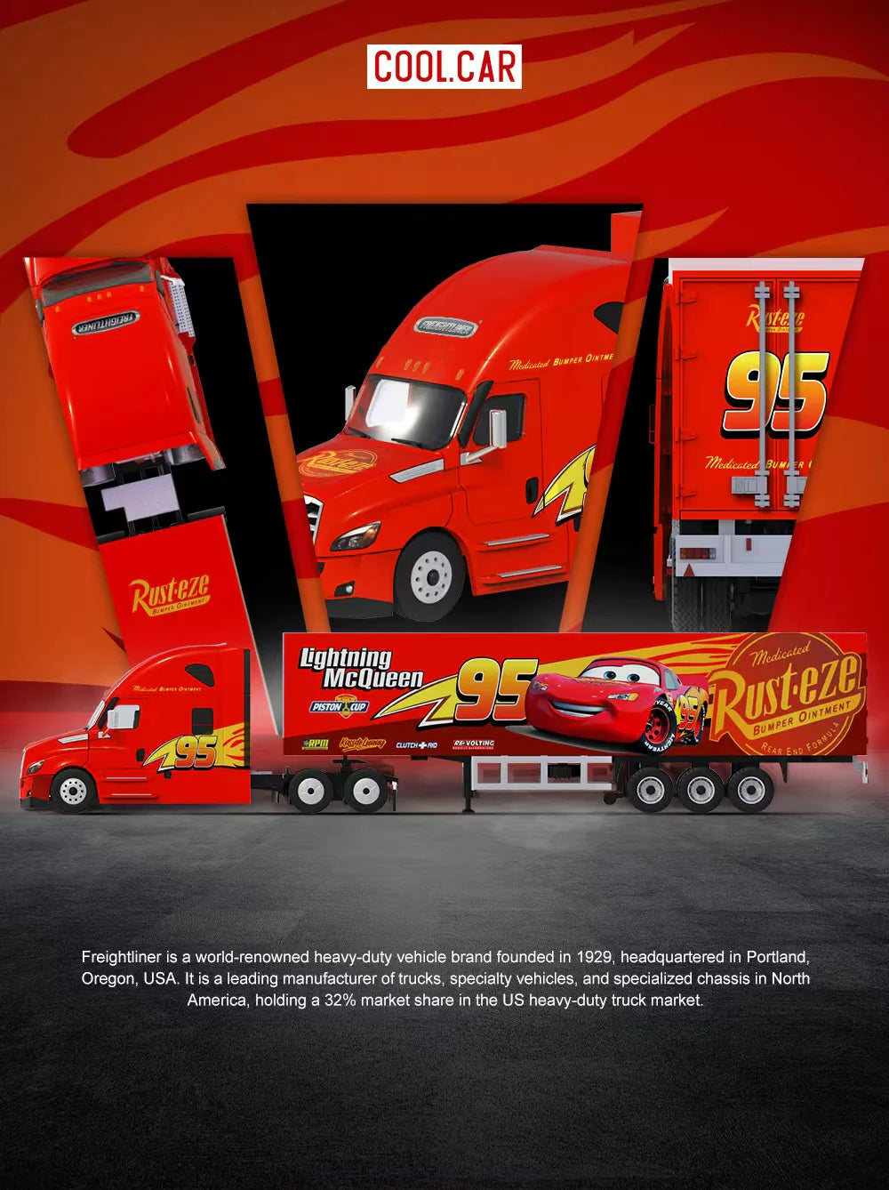Cool Car 1:64 Freightliner Container Truck – Lightning McQueen Livery CC800116