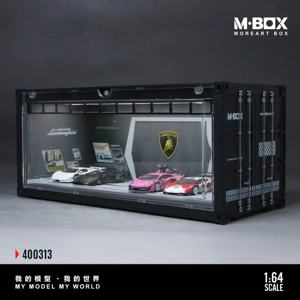 Scène conteneur Lamborghini avec éclairage LED 1:64 – MBOX MB400313