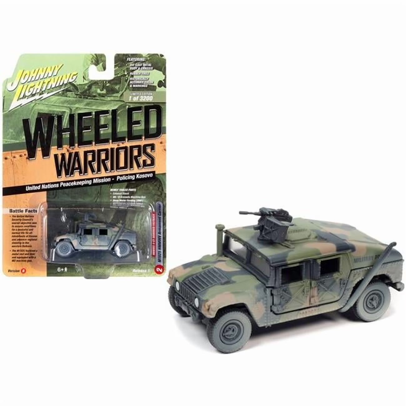 UMVEE M1025 HMMWV Armament Carrier Camouflage Battle Worn - Johnny Lightning 1:64 Wheeled Warriors - JLML006-1B-2
