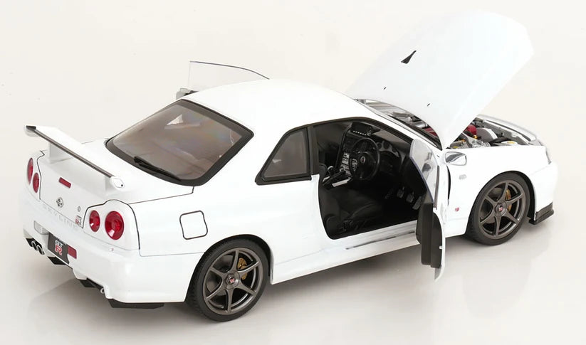 FRENCH TITLE KK Scale Nissan Skyline GT-R R34 V-Spec II 2001 Blanc 1:12 – KKDC120213-1