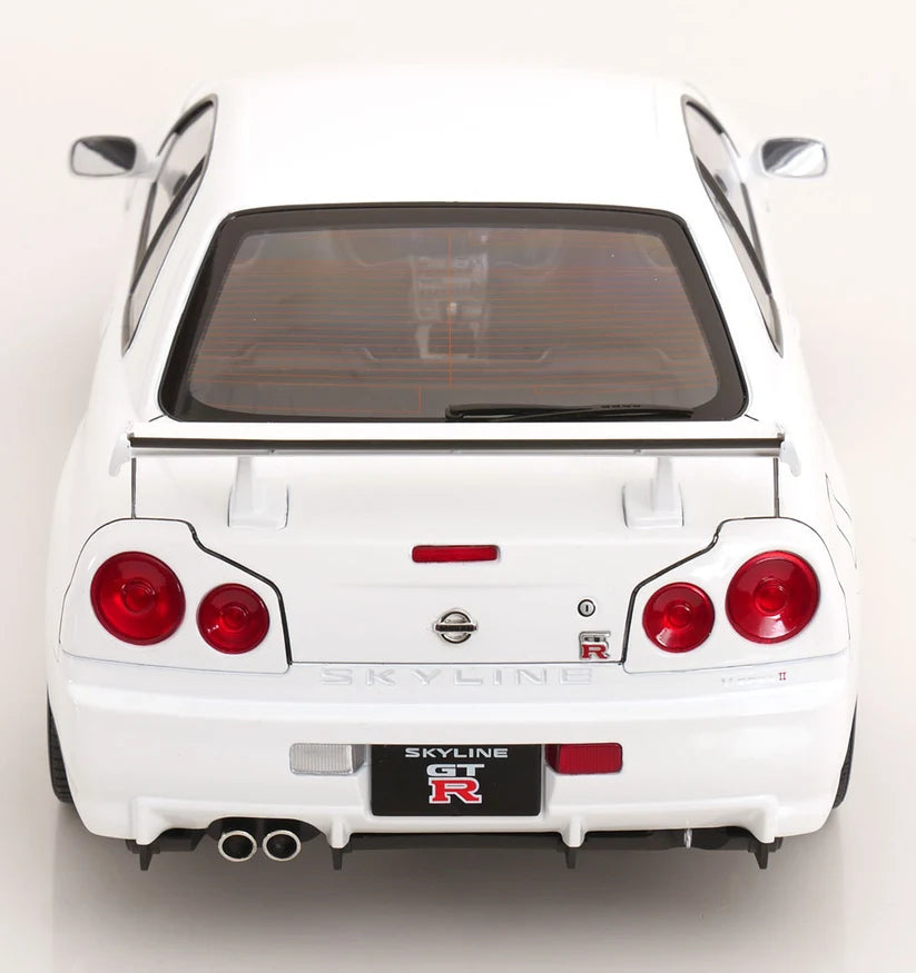 FRENCH TITLE KK Scale Nissan Skyline GT-R R34 V-Spec II 2001 Blanc 1:12 – KKDC120213-1