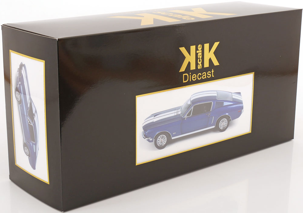 KK SCALE 1/12 - FORD USA - MUSTANG GT FASTBACK COUPE 1968 (Blue-White)