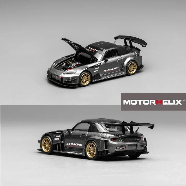 Motorhelix 1:64 Honda S2000 J’s Racing – Moon Rock Metallic – Clear Display Box – M65145