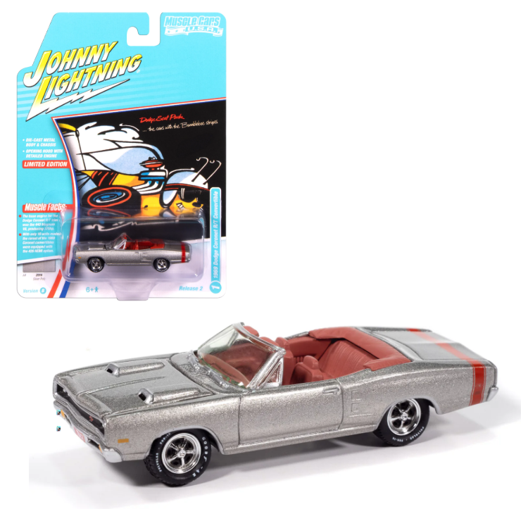 Johnny Lightning-1969 Dodge Coronet R/T Convertible in A4 Silver (JLMC038-6)