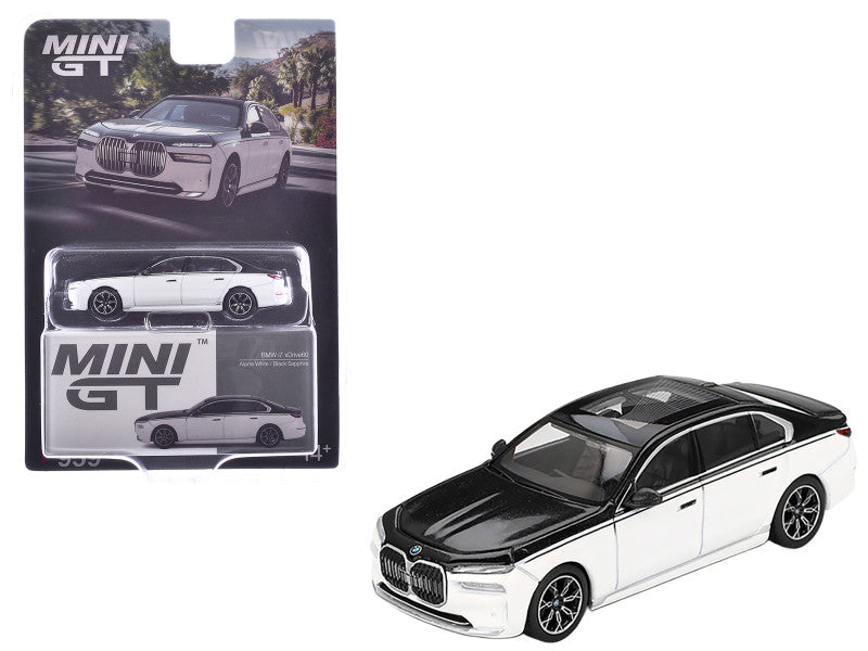 MINI GT BMW i7 x DRIVE60 　 チェイスカー BMW I7 XDrive 60 Alpine - white/black met - 1:64 - Mini GT