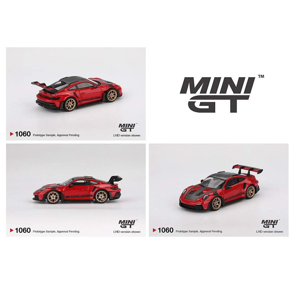 (PRE-ORDER 2025) Mini GT- Porsche 911 (992) GT3 RS Weissach Package – Guards (Red) MGT01060
