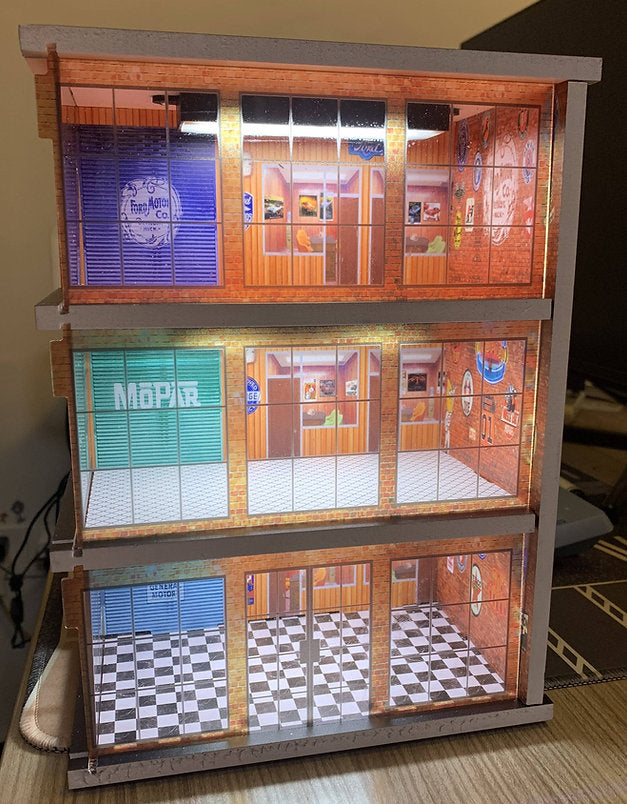 (Échelle-Scale 1:64 Diorama) YCID-Muscle Car Motors 3 level dealership