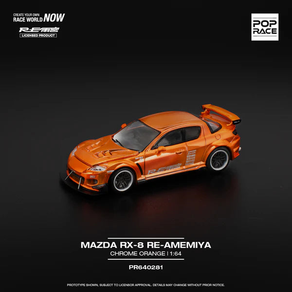 (PRE-0RDER 2025) POPRACE 1/64, Mazda RX-8 RE-Amemiya - Chrome Orange, PR640281
