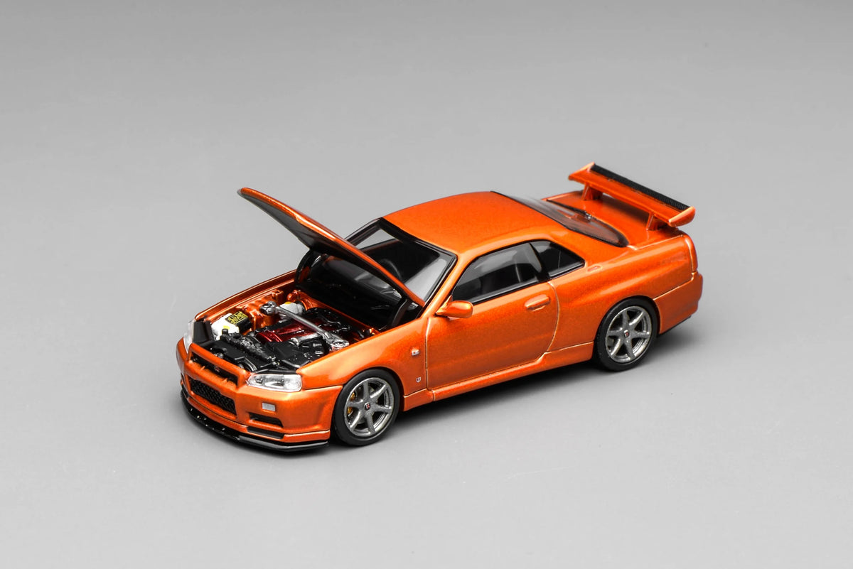 Motorhelix 1:64 Nissan Skyline GT-R (R34) V-Spec II Customized – Metallic Orange – M63471