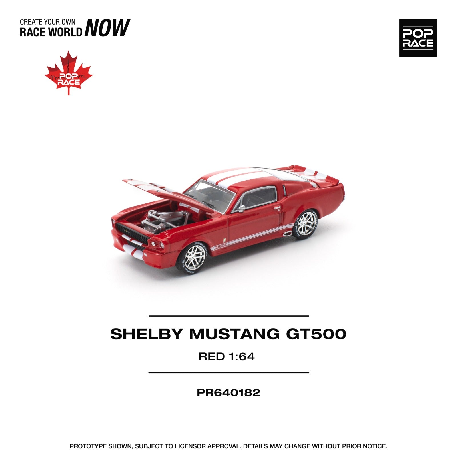 (LIMIT 1 PER CLIENT) POPRACE 1/64 Shelby Mustang GT500 - (Canada Exclusive) - PR640182