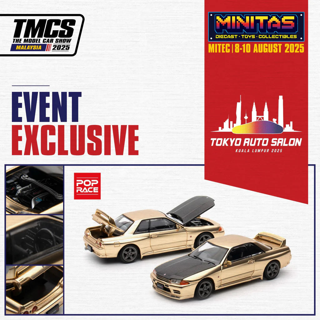 POPRACE 1/64 - Nissan Skyline GT-R (R32) - Chrome Gold - "TASKL 2025" SEE NOTE
