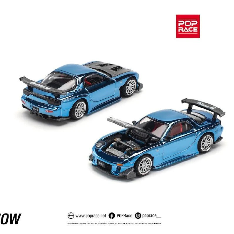 POPRACE 1/64 - Mazda RX7 Re-Amemiya Widebody - Blue Chrome - PR640223 VOIR NOTE