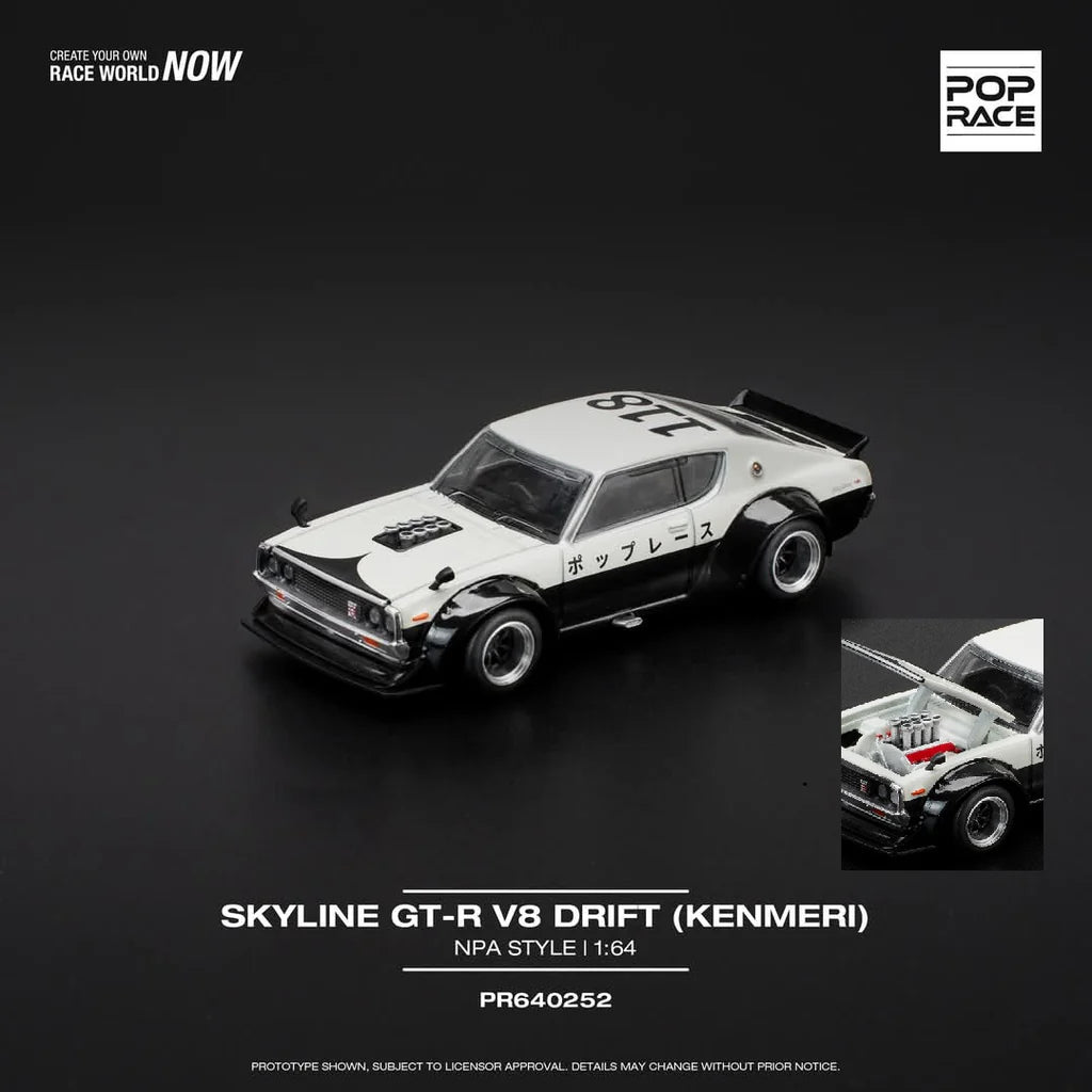(PRE-0RDER 2025) POPRACE 1/64, SKYLINE GT-R V8 DRIFT (KENMERI) - NPA STYLE