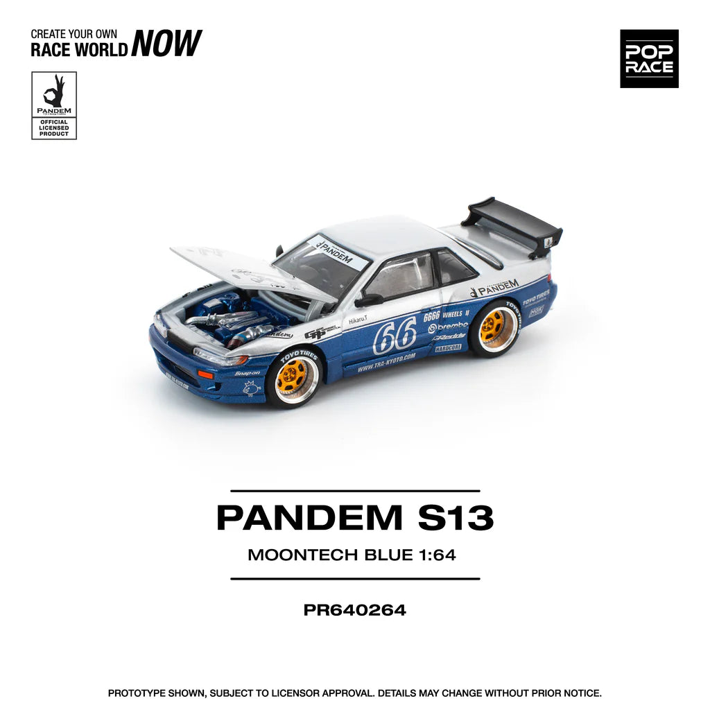 (PRE-0RDER 2025) POPRACE 1/64, PANDEM SILVIA S13 MOONTECH BLUE PR640264