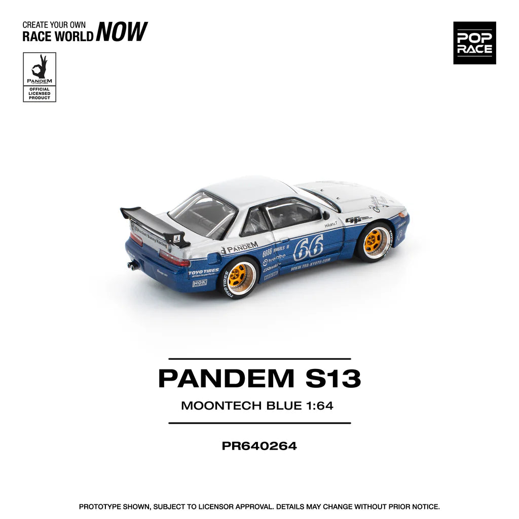 (PRE-0RDER 2025) POPRACE 1/64, PANDEM SILVIA S13 MOONTECH BLUE PR640264