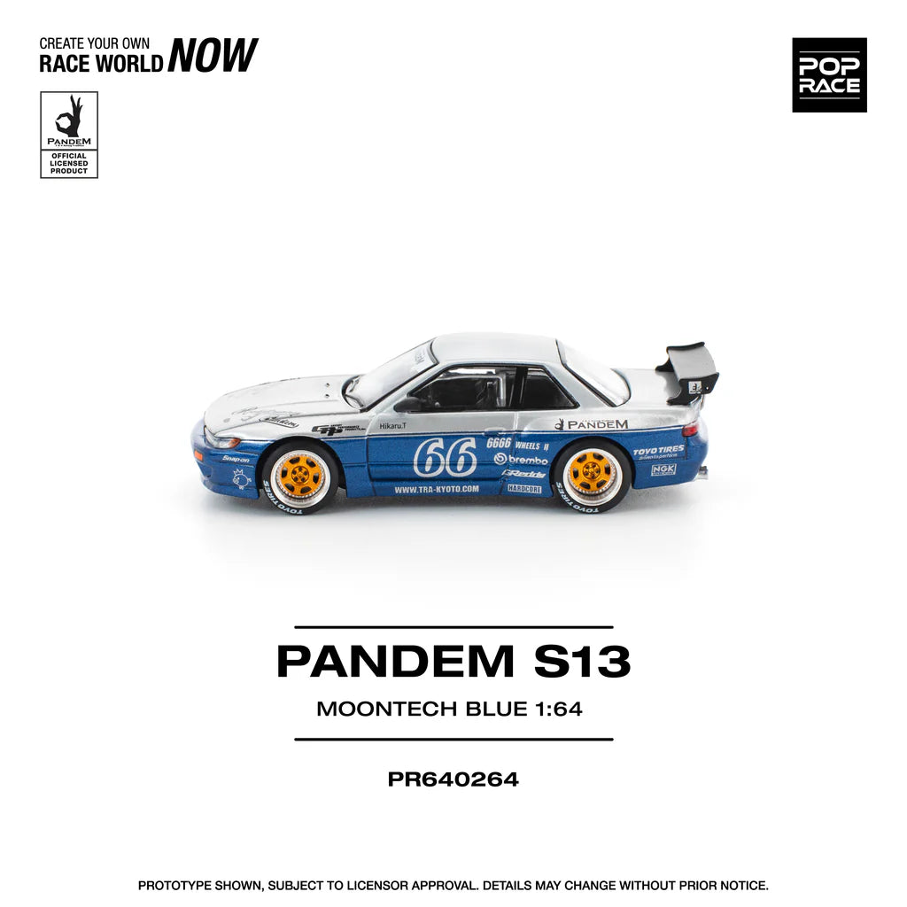 (PRE-0RDER 2025) POPRACE 1/64, PANDEM SILVIA S13 MOONTECH BLUE PR640264
