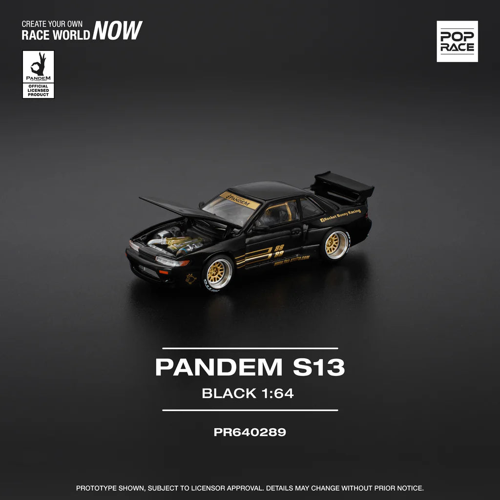 (PRE-0RDER 2025) POPRACE 1/64, PANDEM SILVIA S13 - (BLACK), PR640289
