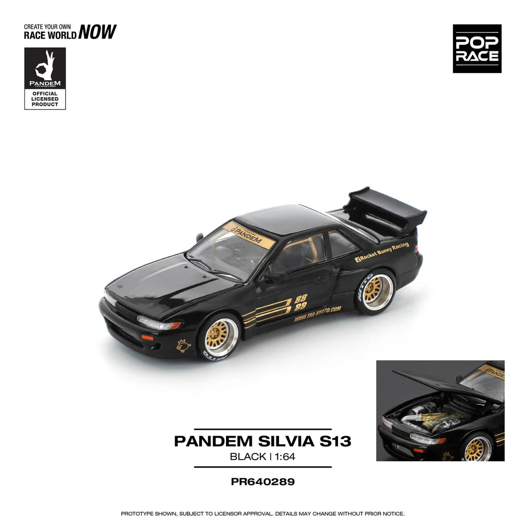 (PRE-0RDER 2025) POPRACE 1/64, PANDEM SILVIA S13 - (BLACK), PR640289