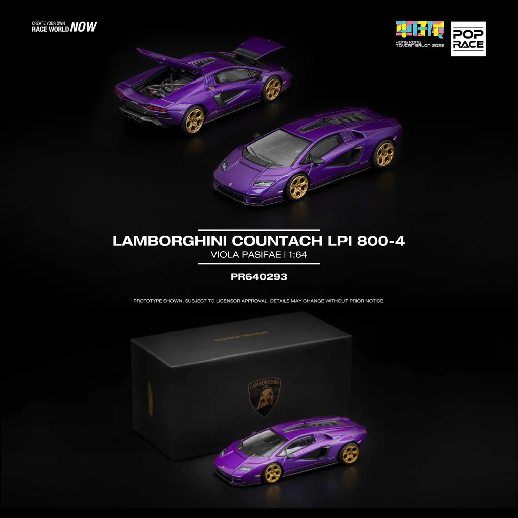 POPRACE 1/64 - Lamborghini Countach LPI 800-4 Special Edition - "Viola Pasifae" - Hong Kong Toycar Salon 2025 - PR640293