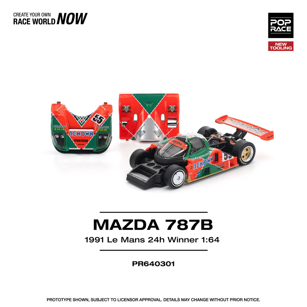 (PRE-ORDER 2025) POPRACE 1/64 - Mazda 787B 1991 Le Mans 24H Winner - PR640301