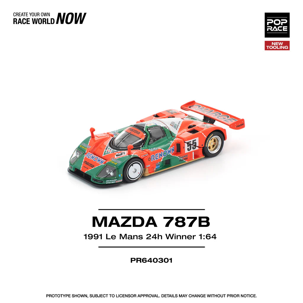 (PRE-ORDER 2025) POPRACE 1/64 - Mazda 787B 1991 Le Mans 24H Winner - PR640301