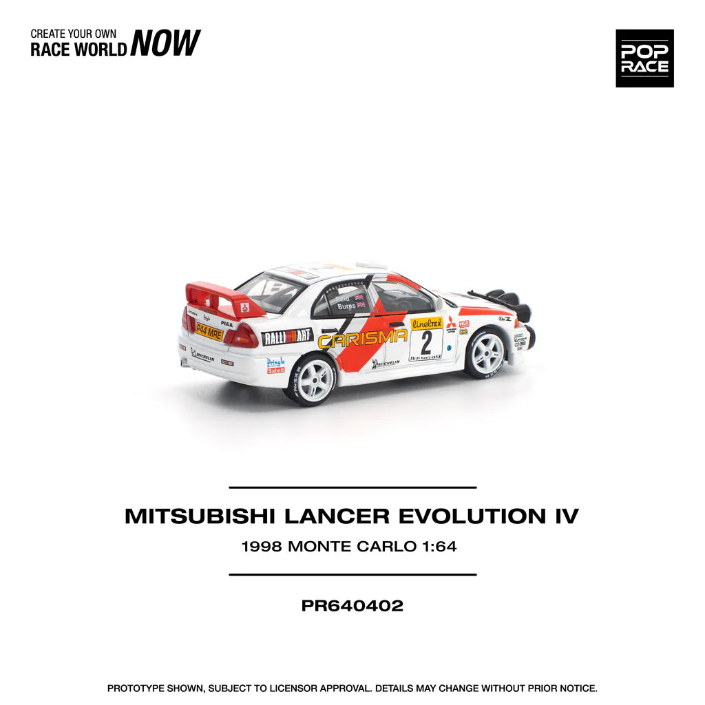 POPRACE 1/64 - Mitsubishi Lancer Evolution IV - "1998 Monte Carlo Rally" - PR640402