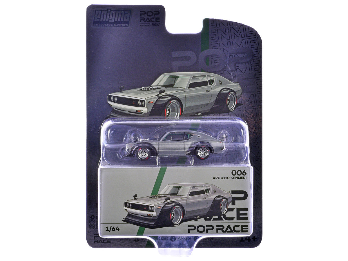 POPRACE 1/64 - Nissan Skyline KPGC110 "Kenmeri" RHD (Right Hand Drive) Raw Metal - "Enigma Exclusive Edition" - PRE006