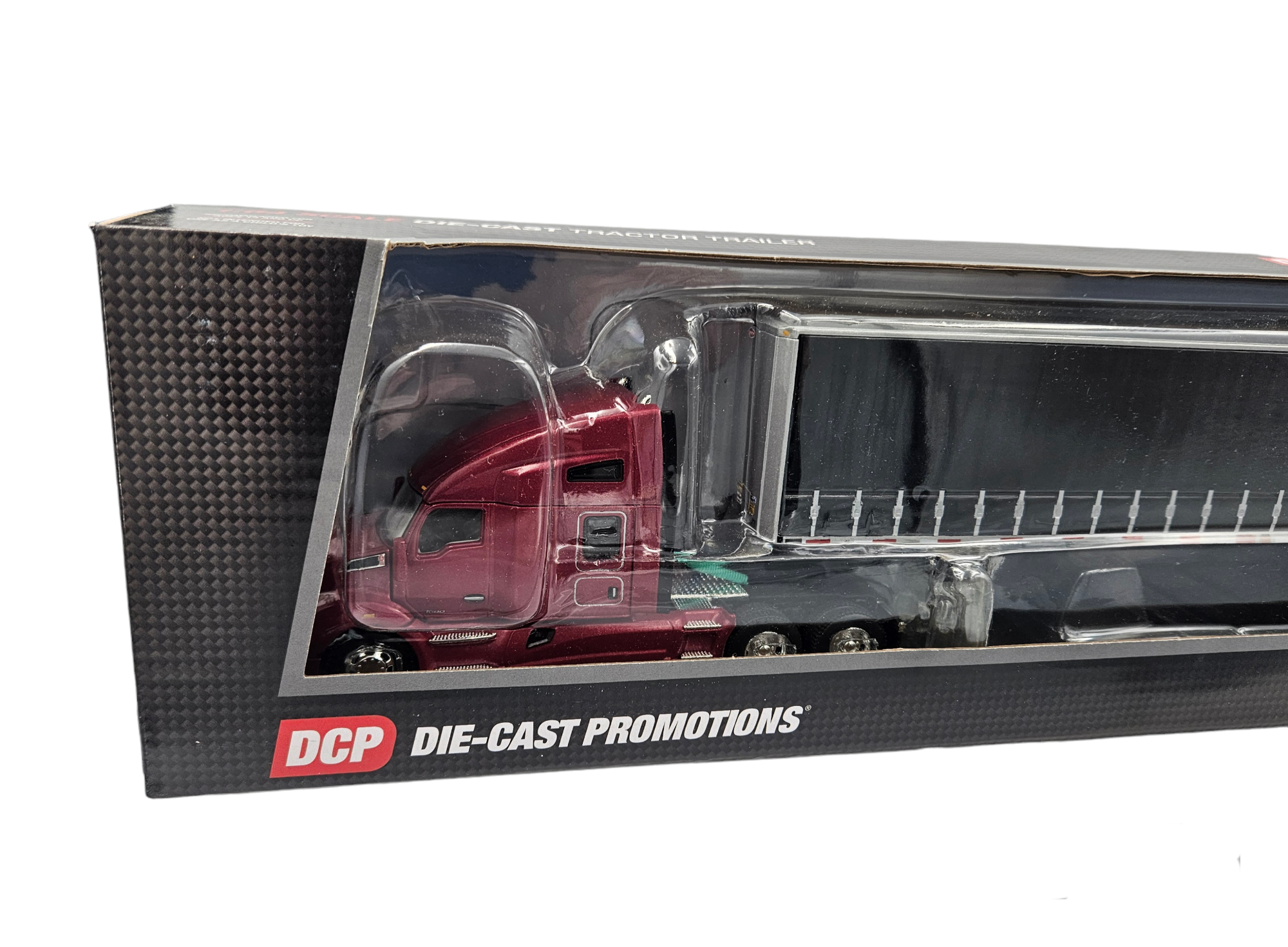 RED KENWORTH T860 HIGH ROOF TRUCK W/UTILITY TAUTLINER SPREAD-AXLE TRAILER 1/64