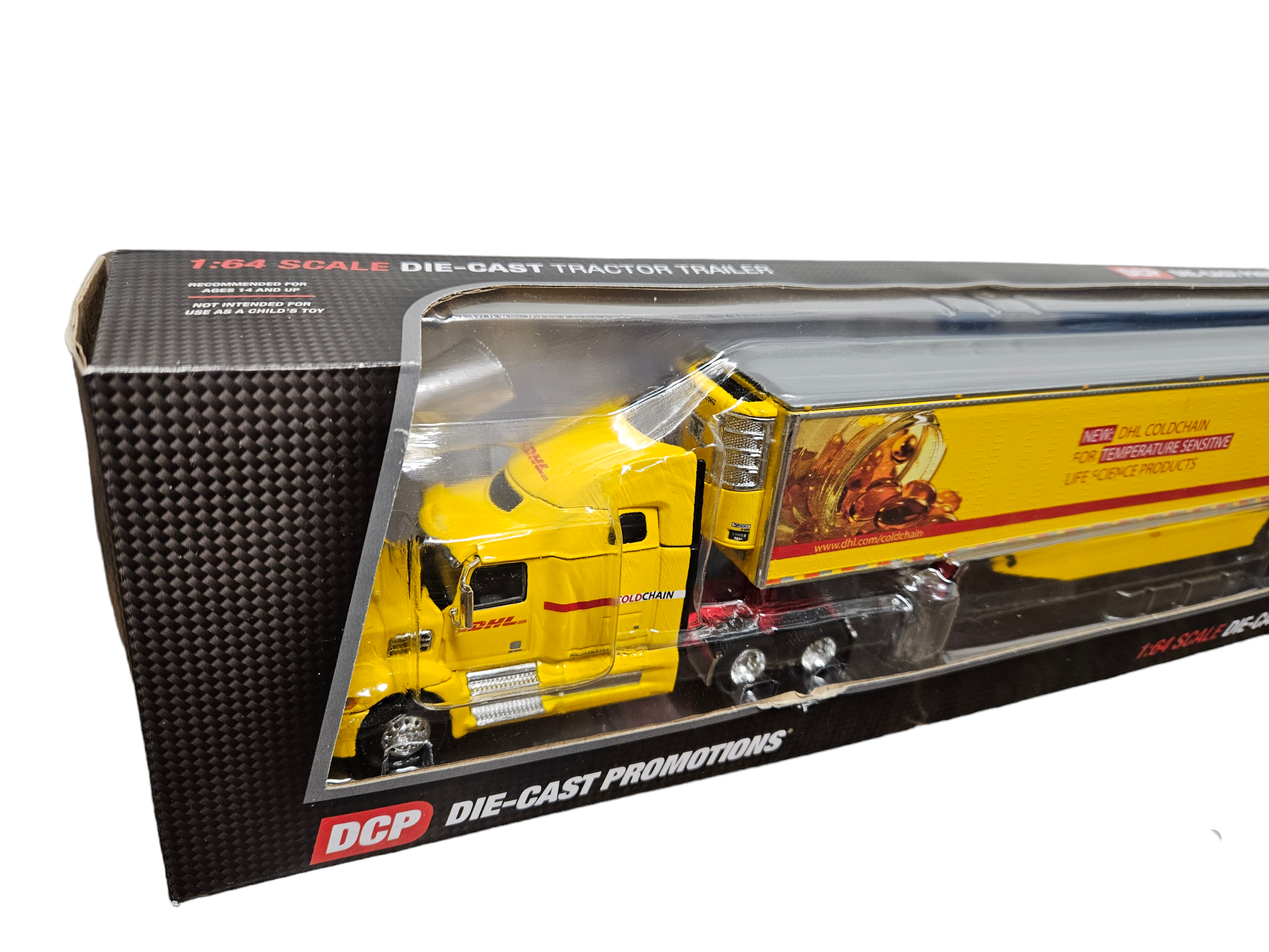 Western Star 57000XE 68" High Roof Truck with Refrigerated Trailer (Skirted) for DHL COLD-CHAIN in 1:64 by DCP