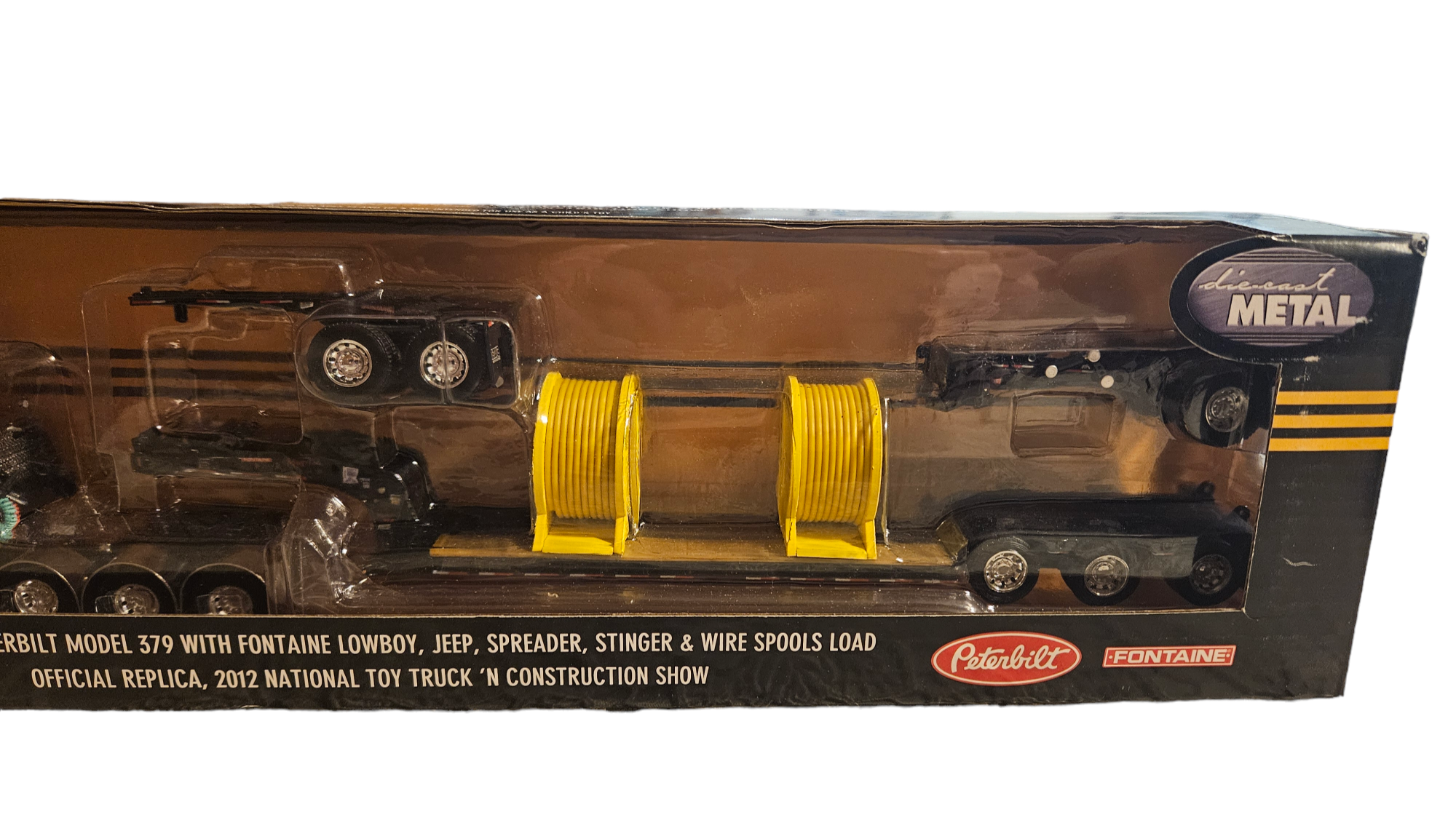 Peterbilt Model 379 w/ Fontaine Lowboy, Jeep, Spreader, Stinger & Wire Spools Load in 1/64