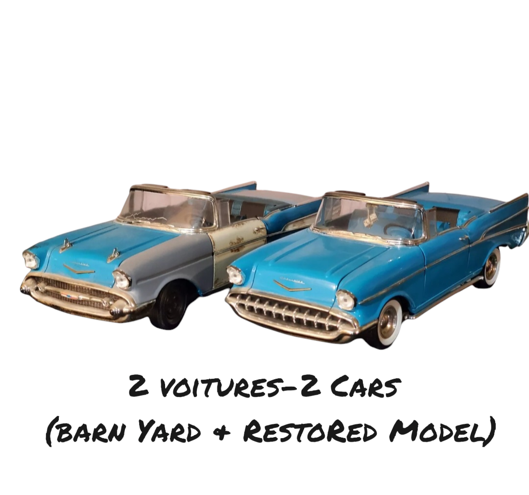 1957 Chevrolet Bel Air, Restored & Barn Find, (2 voitures-2 Car Set) Échelle-Scale 1:18
