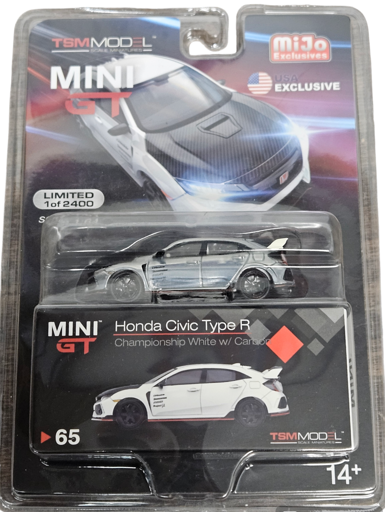 CHASE CAR-HONDA CIVIC TYPE R FK8 CHAMPIONSHIP WHITE WITH CARBON KIT & TE37