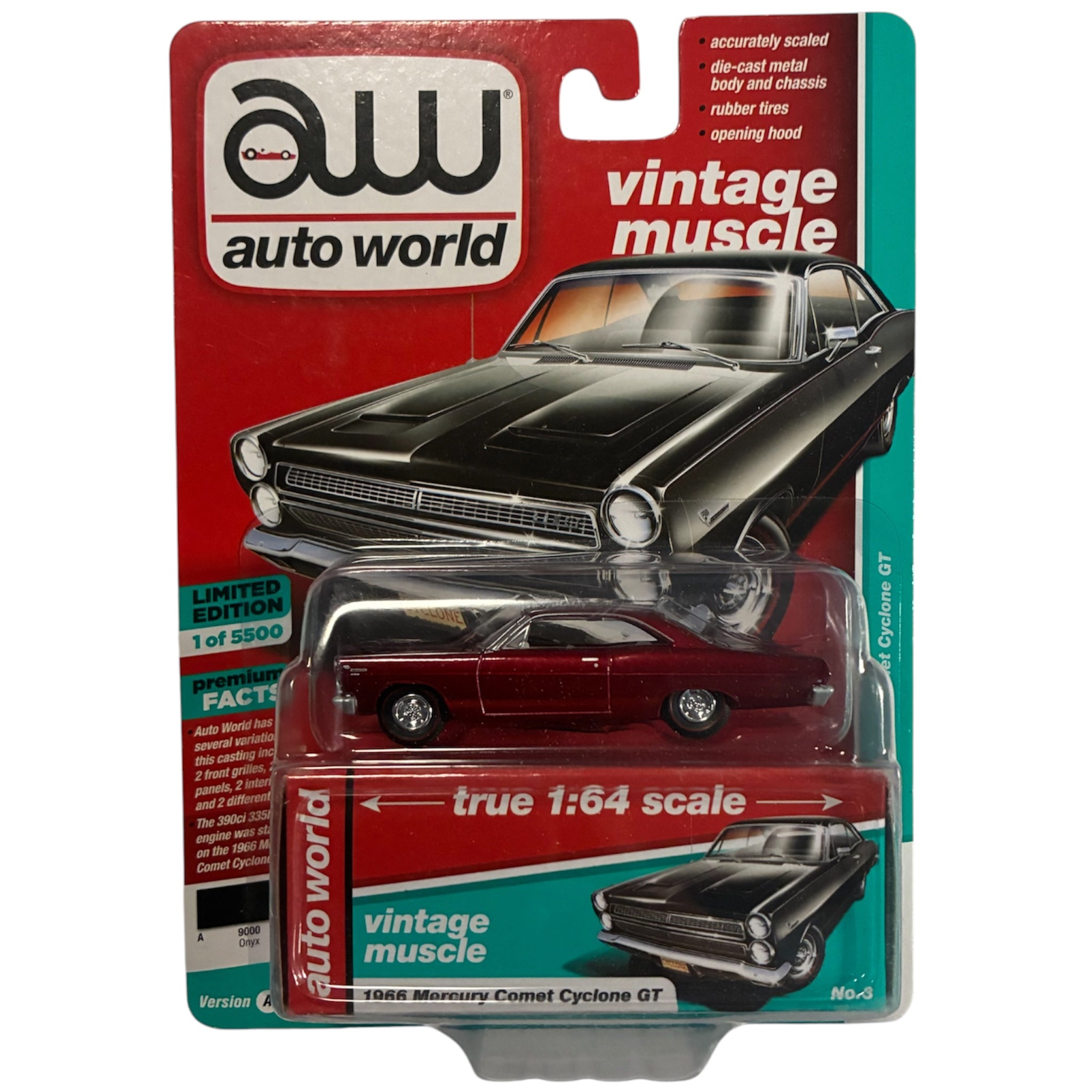 CHASE CAR 1966 Mercury Comet Cyclone GT - Auto World Vintage Muscle 1:64 - AW64202-3A-MERCURY-CHASE