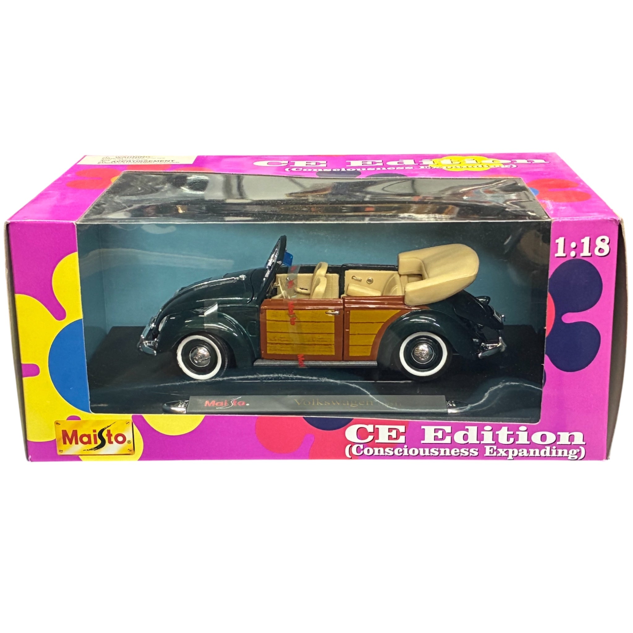 Maisto 1:18 Volkswagen Coccinelle cabriolet 1951 CE Edition Style Woodie Vert foncé 35820E-MAISTO