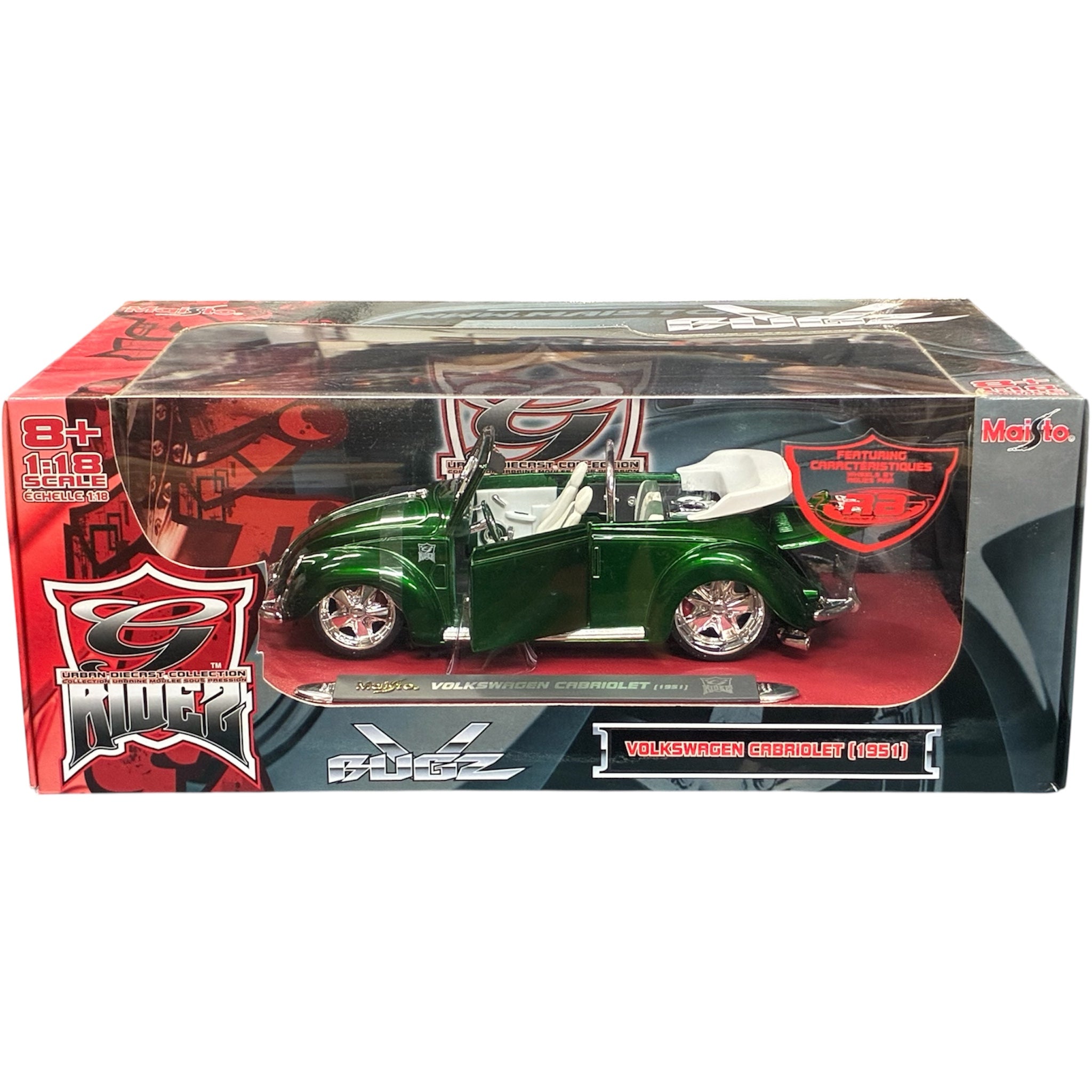Maisto G-Ridez 1:18 Volkswagen Coccinelle cabriolet 1951 V-Bugz Vert émeraude avec sièges blancs 31017C-MAISTO