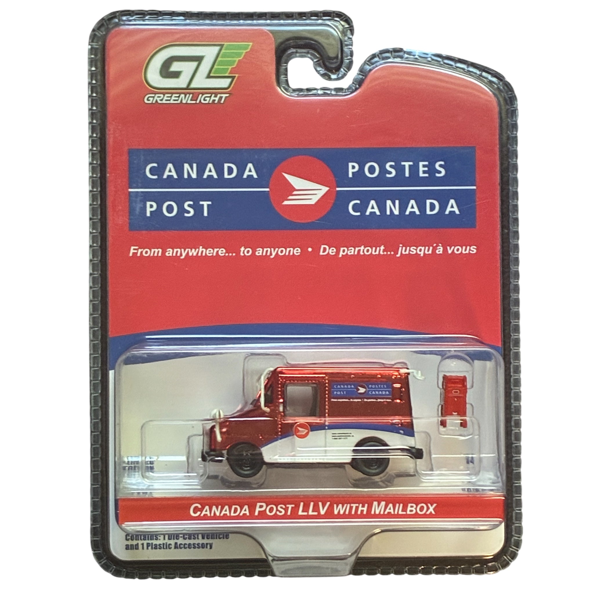 CHASE CAR – GreenLight 1:64 Canada Post LLV avec Boîte aux Lettres – Chrome Rouge – Édition Limitée – GL29889-CHASE