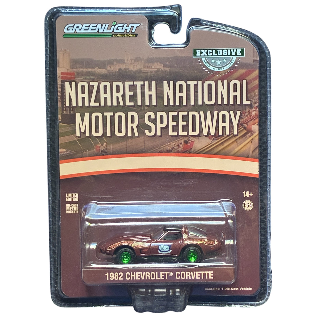 CHASE CAR GreenLight 1:64 1982 Chevrolet Corvette Nazareth National Motor Speedway – Hobby Exclusive – GL30348-CHASE