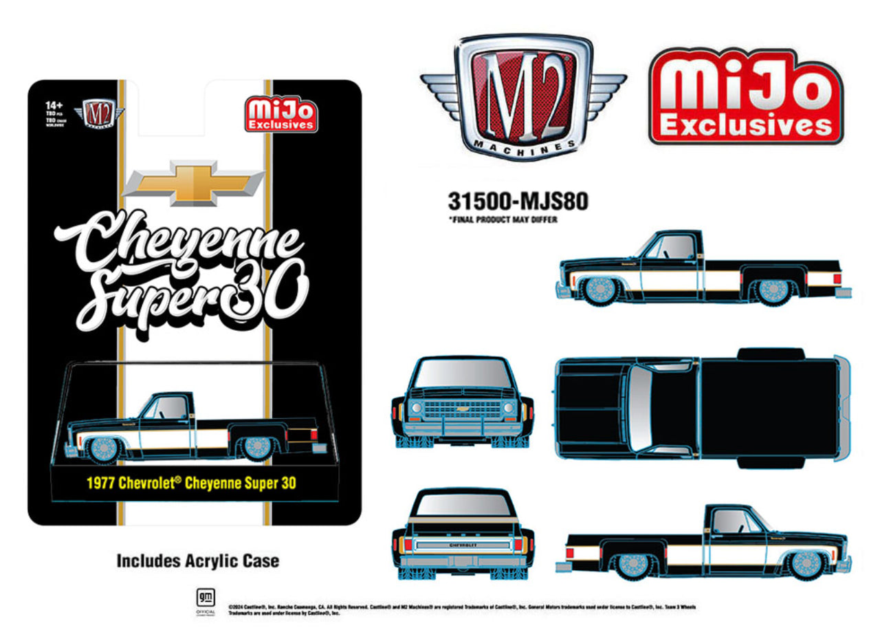 (PRE-ORDER 2025) 1977 Chevrolet Cheyenne Super 30 Pickup Truck (Black & White Two Tone)