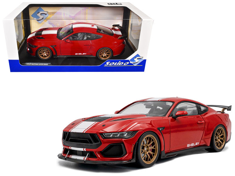 SOLIDO - 2024 Ford Shelby Mustang Super Snake Race Red with White Stripes - S1813801