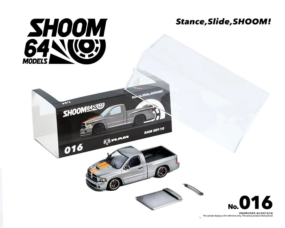 SHOOM64 1:64 Dodge Ram SRT-10 Pickup 2003 – Gris avec orange – Édition limitée – SHOOM-103-016