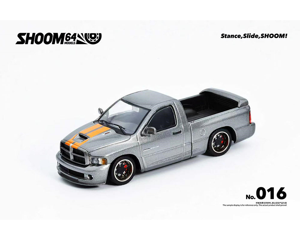 SHOOM64 1:64 Dodge Ram SRT-10 Pickup 2003 – Gris avec orange – Édition limitée – SHOOM-103-016