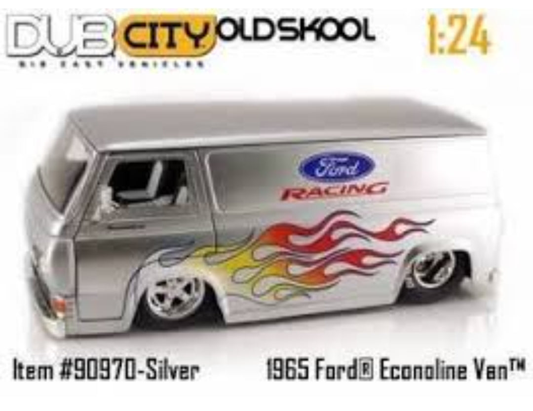 Ford Econoline ミニカー　1/24 1965 Ford Econoline Van, Grey with Flames, (Échelle-Scale 1:24